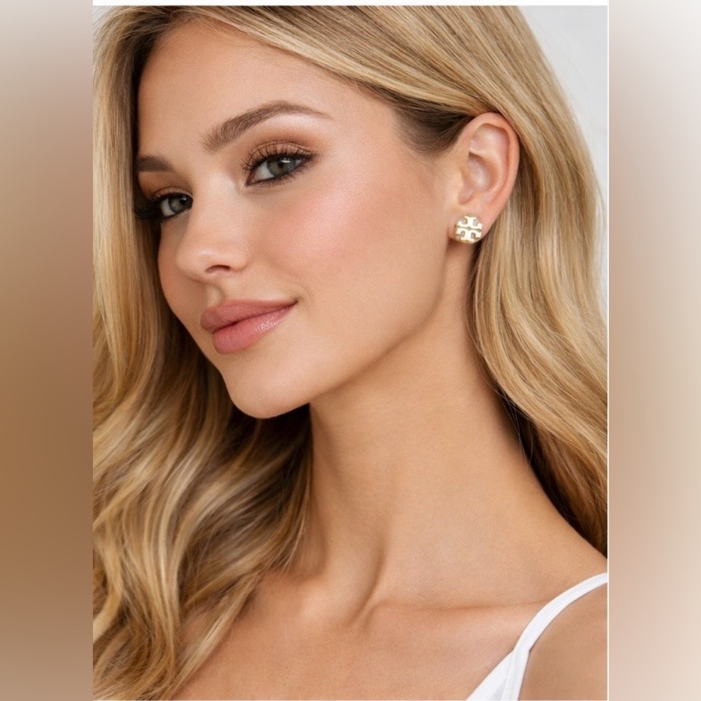 Tory Burch Elegant Gold Stud Earrings